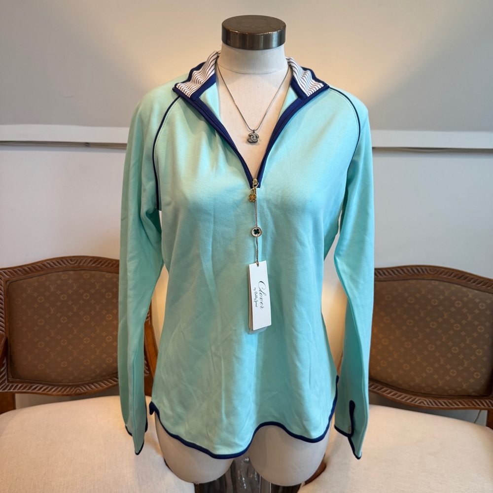NWT Bobby Jones Blue Zippered Polo Sweatshirt